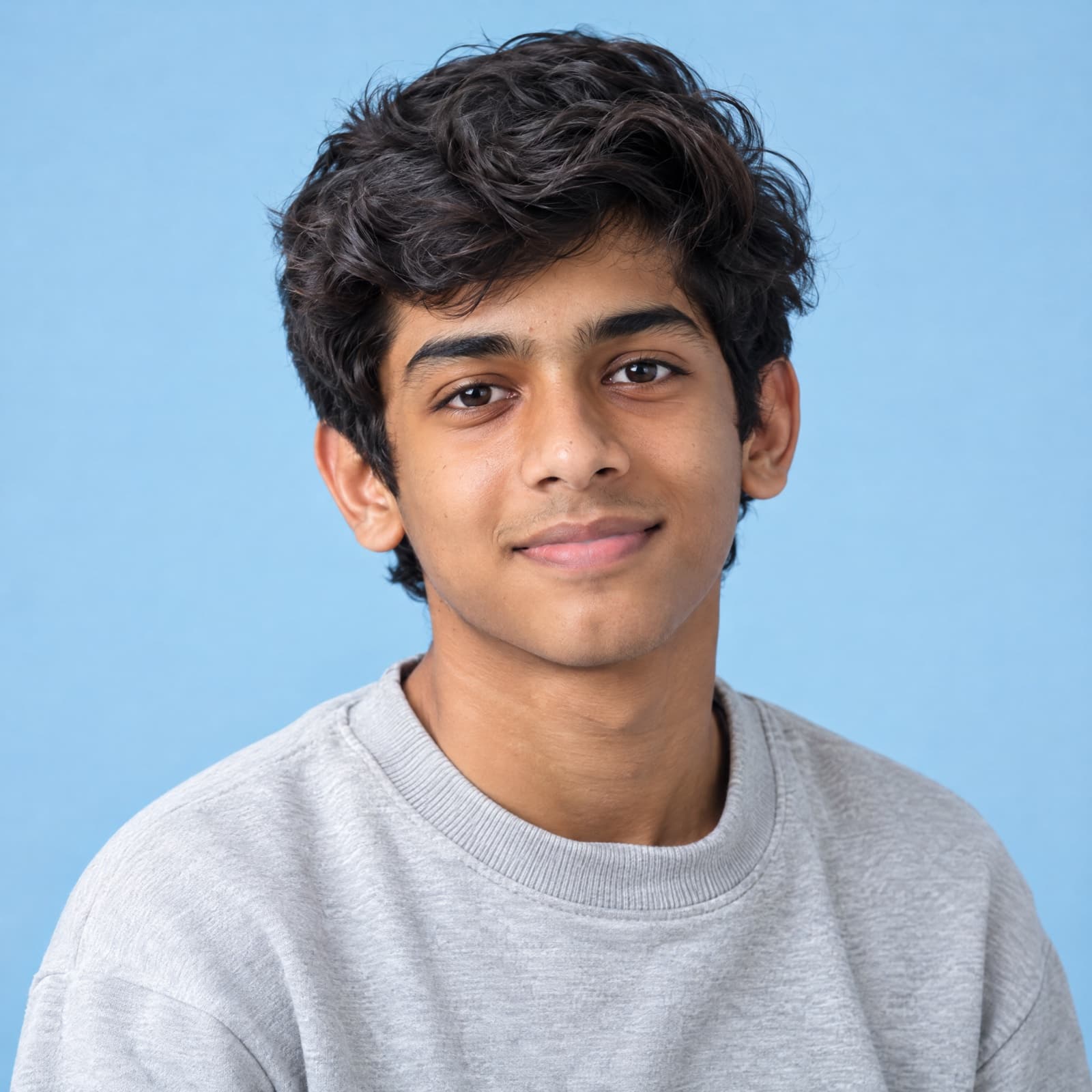 A boy of about fifteen faces the camera on a video call.
