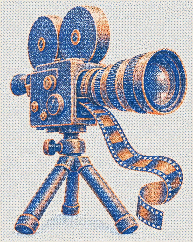 Illustration: a vintage film camera.